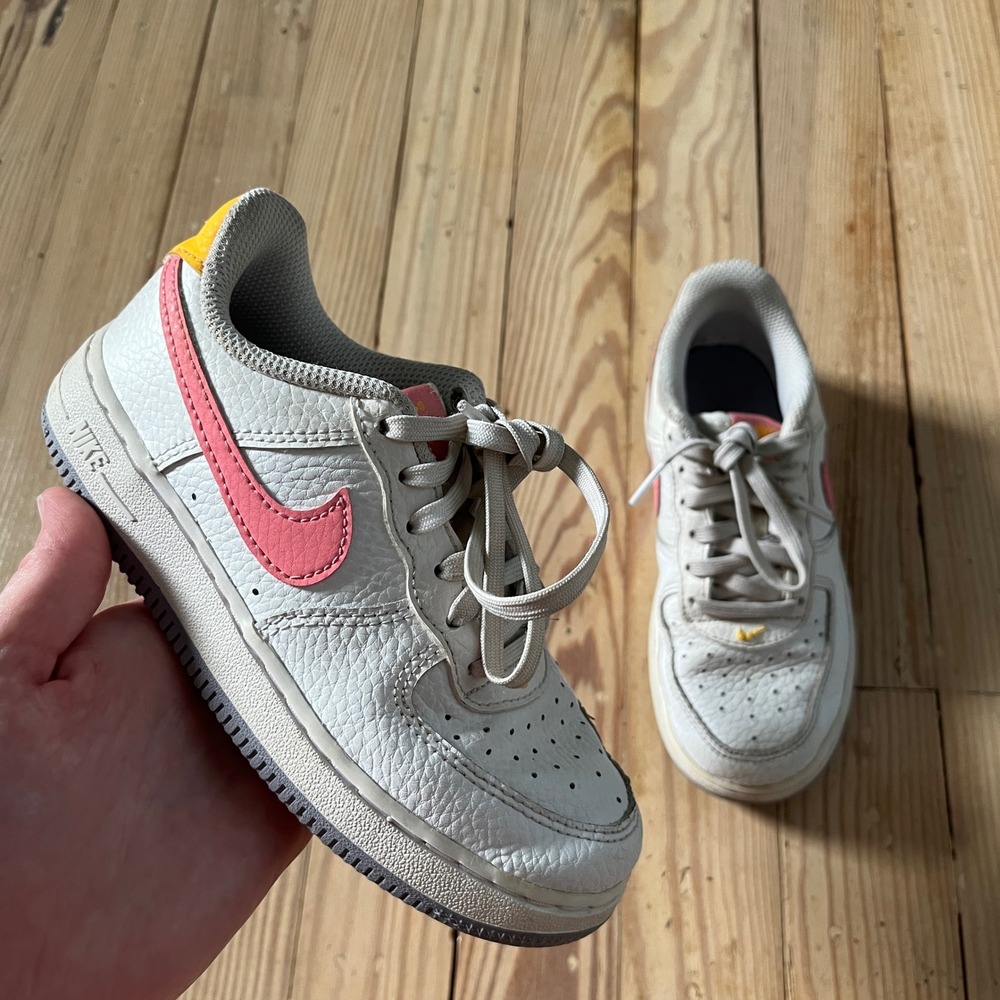 Nike Air Force 1 Low Toddler Size 12C White Pink Yellow FJ3484-100 Sneakers